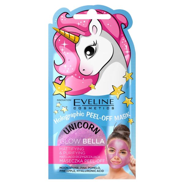 Unicorn Holographic Peel Off Mask matująco-oczyszczająca maseczka peel-off Glow Bella 7ml For Sale